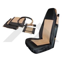 Front Seat Cover Set (Black/Tan)